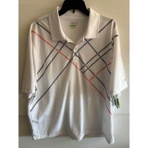 NWT IZOD Golf XXL White Polo Shirt Short Sleeve Plaid‎ Athletic